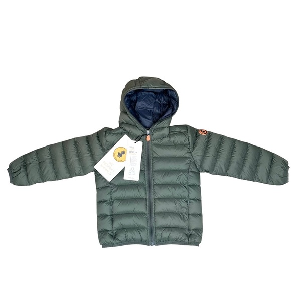 NWT Save the Duck Kids' Dony Puffer Coat Hooded Green Size 2T - Picture 2 of 6